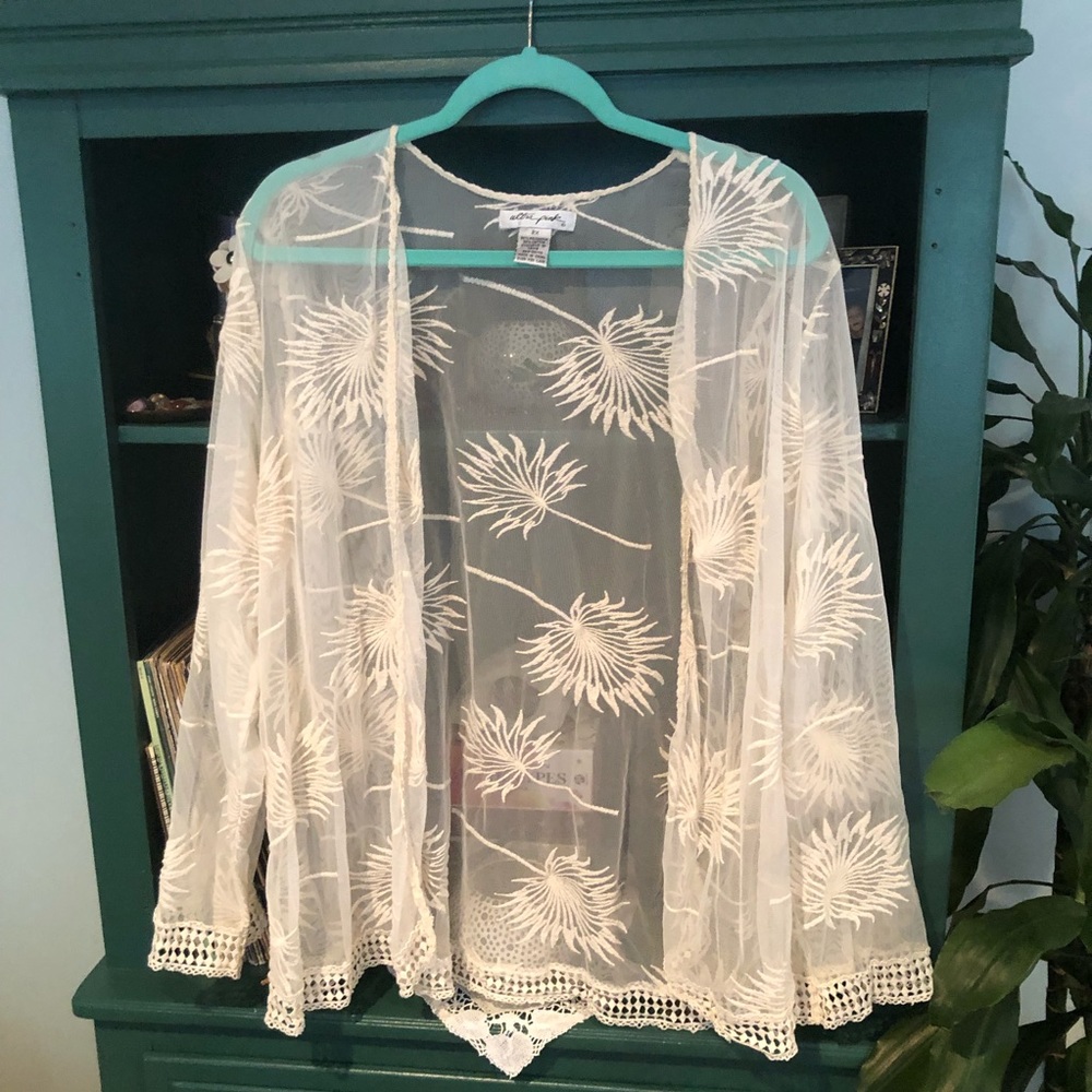 Ultra Pink sheer embroidered blouse